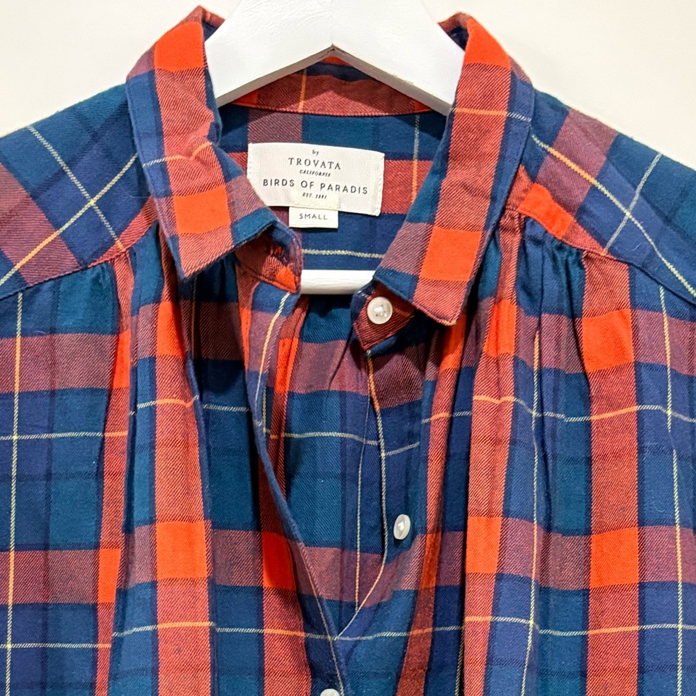 Trovata Birds of Paradise Marianne Estate Plaid flannel Button Down Top S NWT - Picture 4 of 7